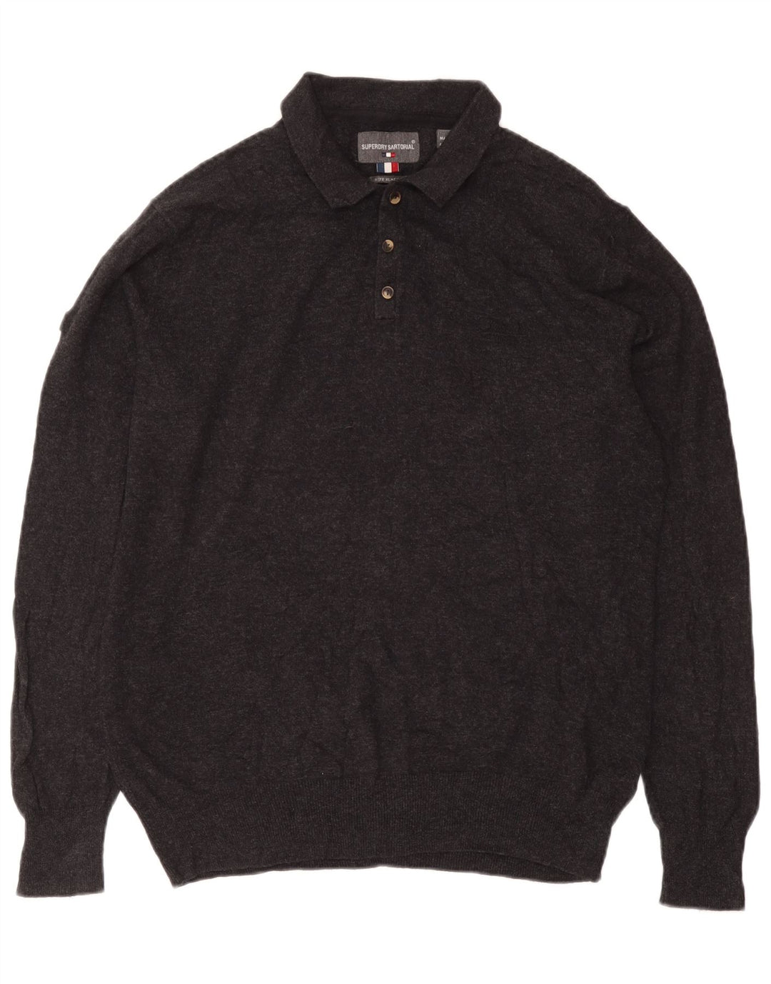 SUPERDRY Męski sweter polo XL, szary, bawełniany