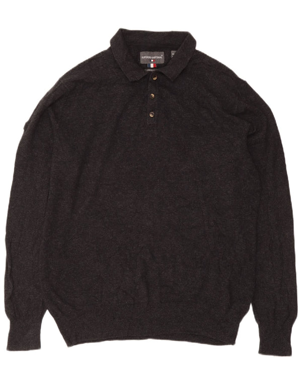 SUPERDRY Męski sweter polo XL, szary, bawełniany