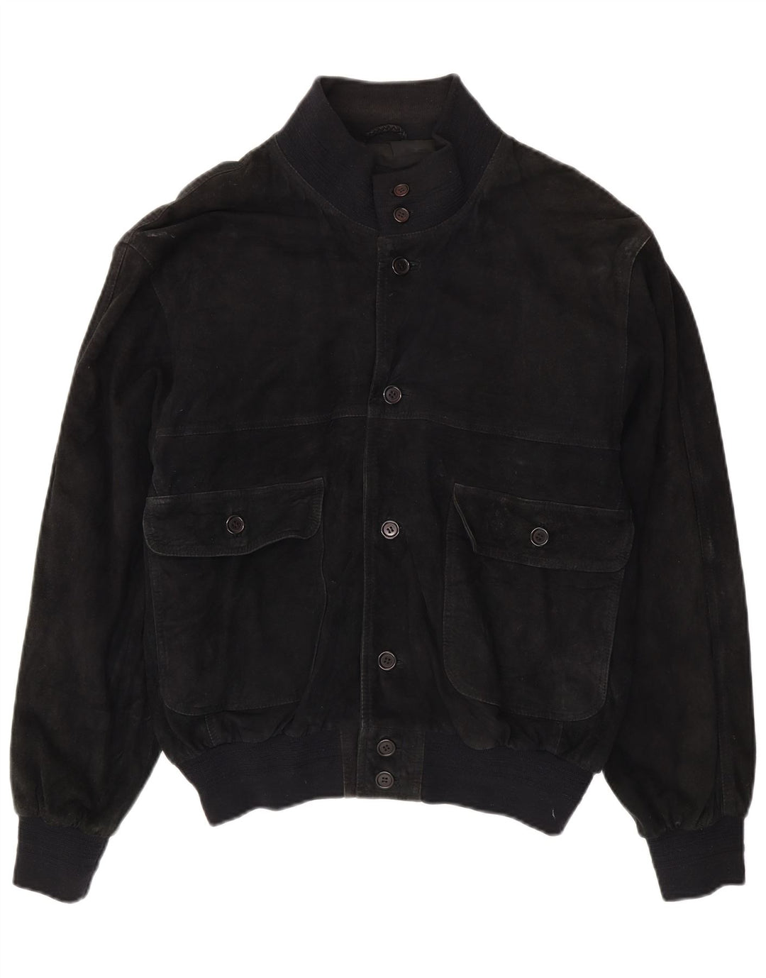 Vintage męska zamszowa kurtka bomber UK 40 duża czarna skóra