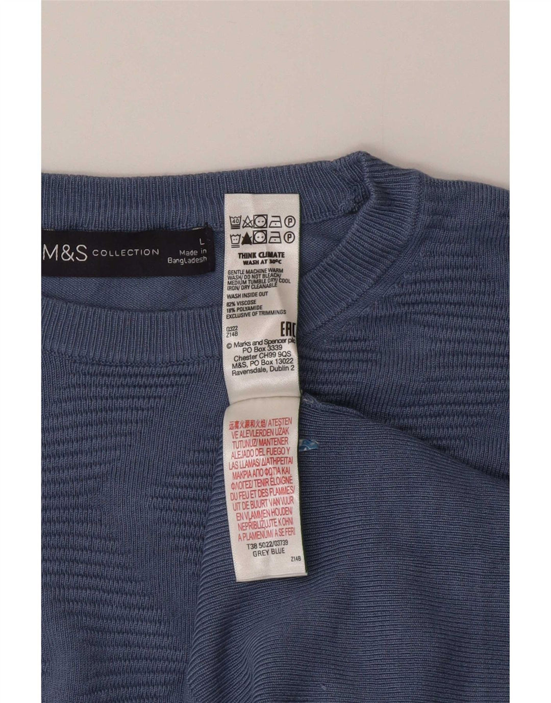 Marks & Spencer Damski sweter z okrągłym dekoltem, UK 16, duży niebieski