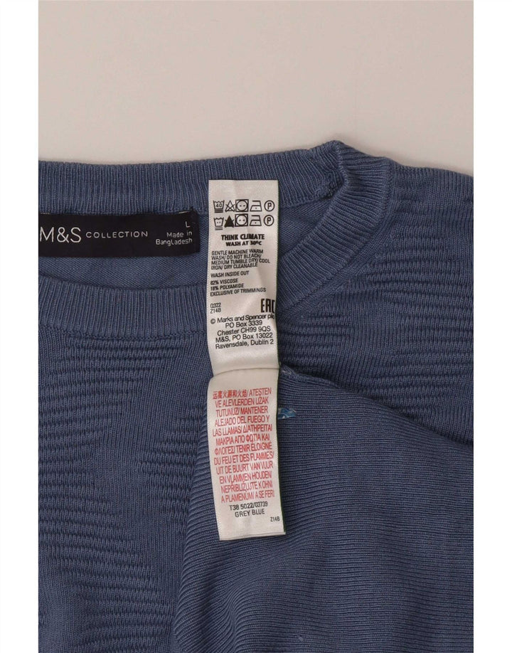 Marks & Spencer Damski sweter z okrągłym dekoltem, UK 16, duży niebieski