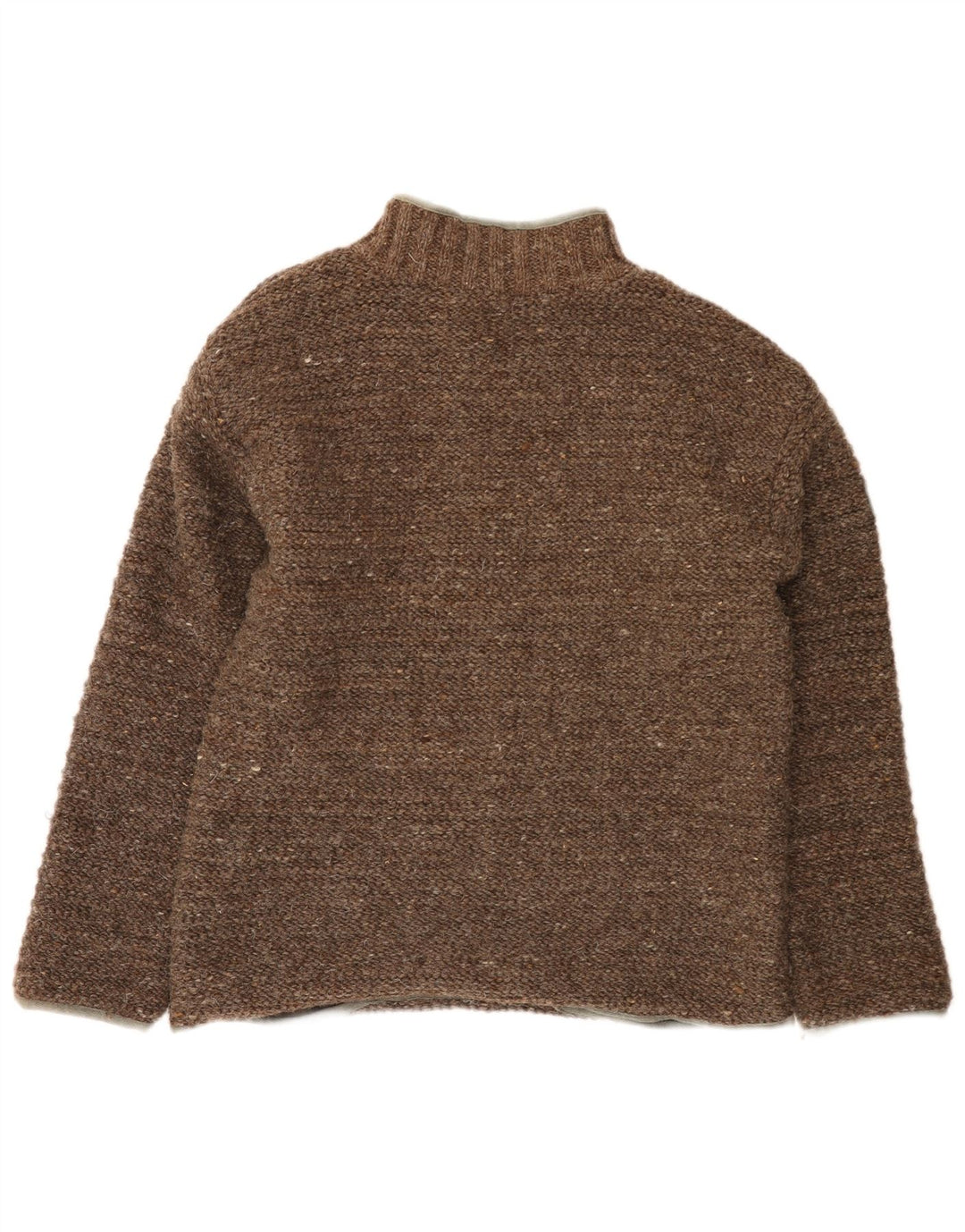 Pachamama Męski sweter z zamkiem błyskawicznym, duży, brązowy, wełniany