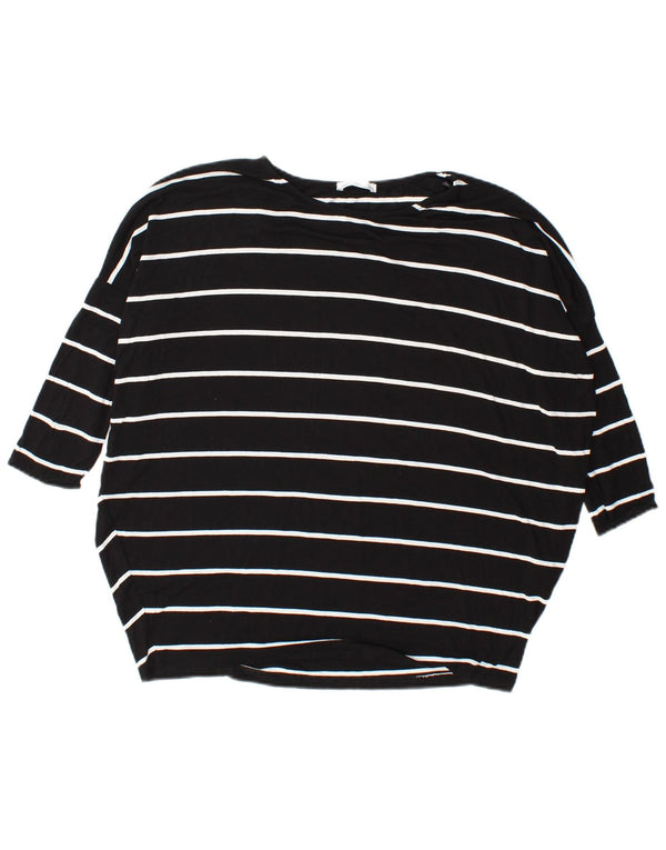 Damski top oversize z długim rękawem Zara UK 10 w małe czarne paski, wiskoza
