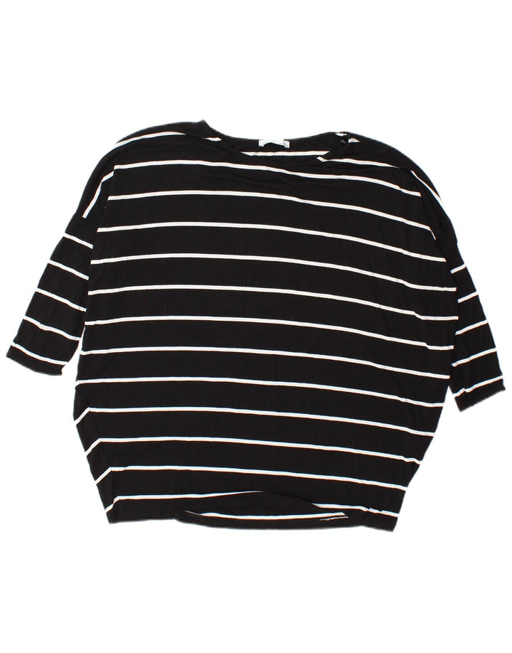 Damski top oversize z długim rękawem Zara UK 10 w małe czarne paski, wiskoza