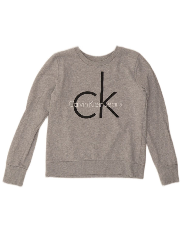 Damska bluza CALVIN KLEIN JEANS Crop Graphic Jumper UK 10 Small Grey