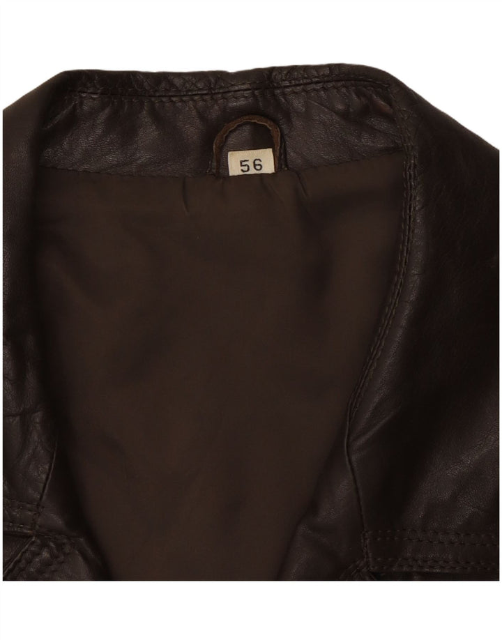 Męska kurtka skórzana VINTAGE UK 40 duża brązowa skóra