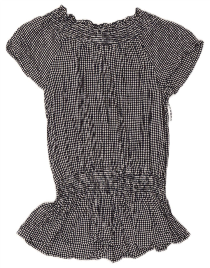 Bluzka damska Fat Face Top UK 12 Medium Granatowa Wiskoza w kratkę