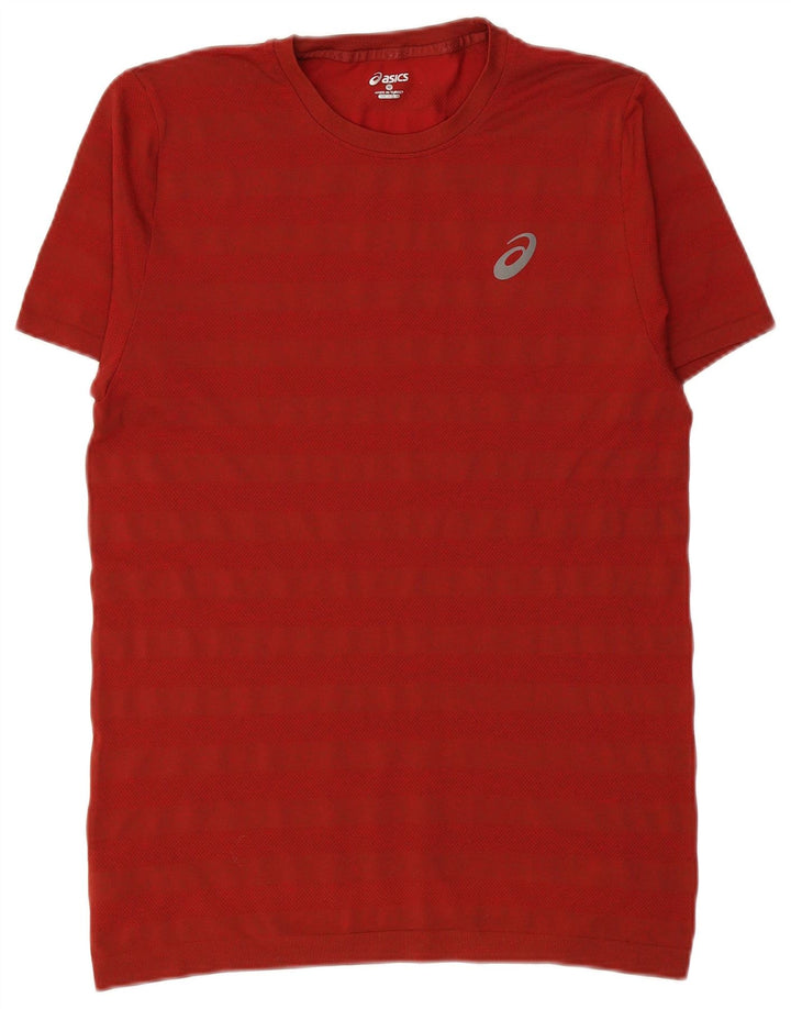 Męski T-shirt ASICS, średni, czerwony pasek