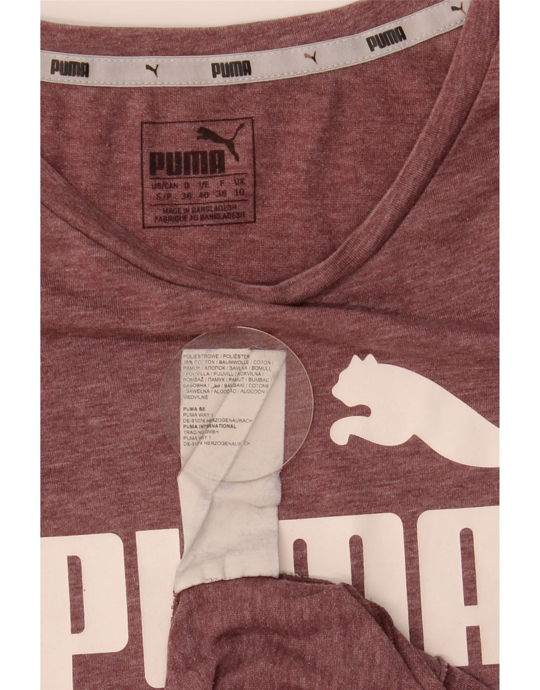 Damska koszulka z grafiką Puma Top UK 10, mała, bordowa, poliester