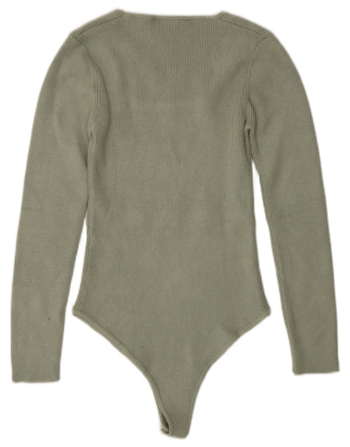Damskie body z długim rękawem Zara UK 8 Small Khaki Wiskoza