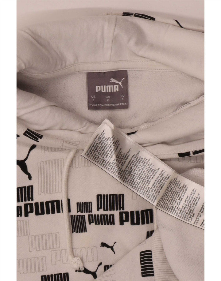 Męski sweter z kapturem Puma z grafiką, mały, biały, bawełniany
