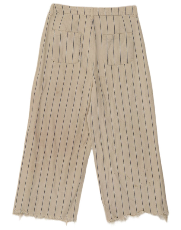 Damskie jeansy capri z wysokim stanem Topshop W28 L21 Beżowa bawełna w paski