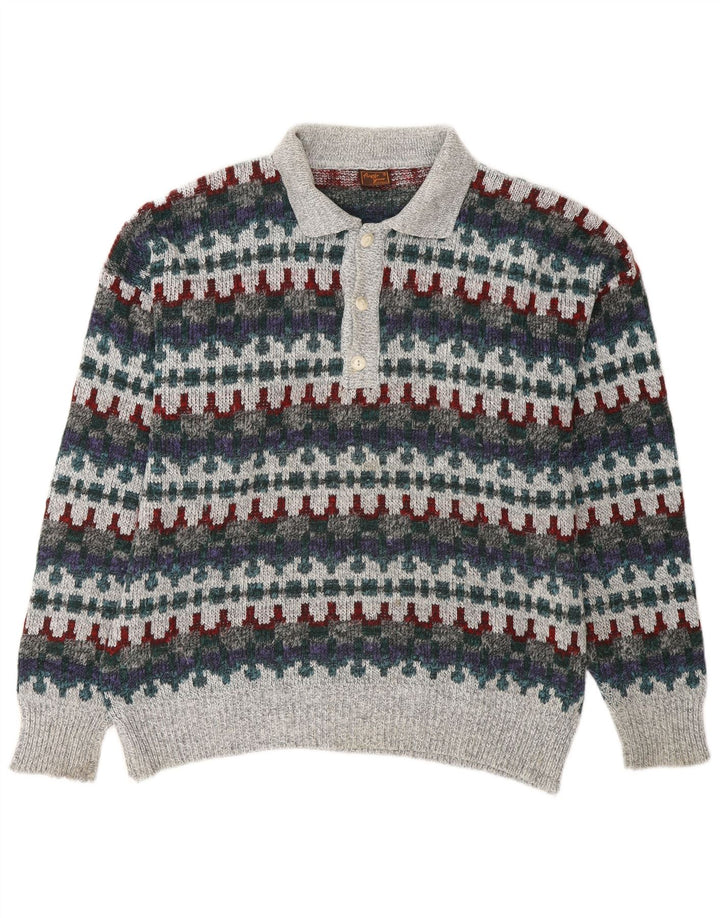 Męski sweter polo w stylu VINTAGE IT 48 Średni wielobarwny Fair Isle