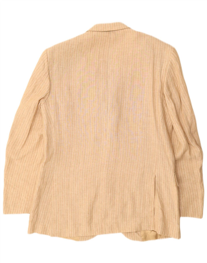 Vintage męska marynarka zapinana na 3 guziki IT 52 XL beżowa, lniana w prążki