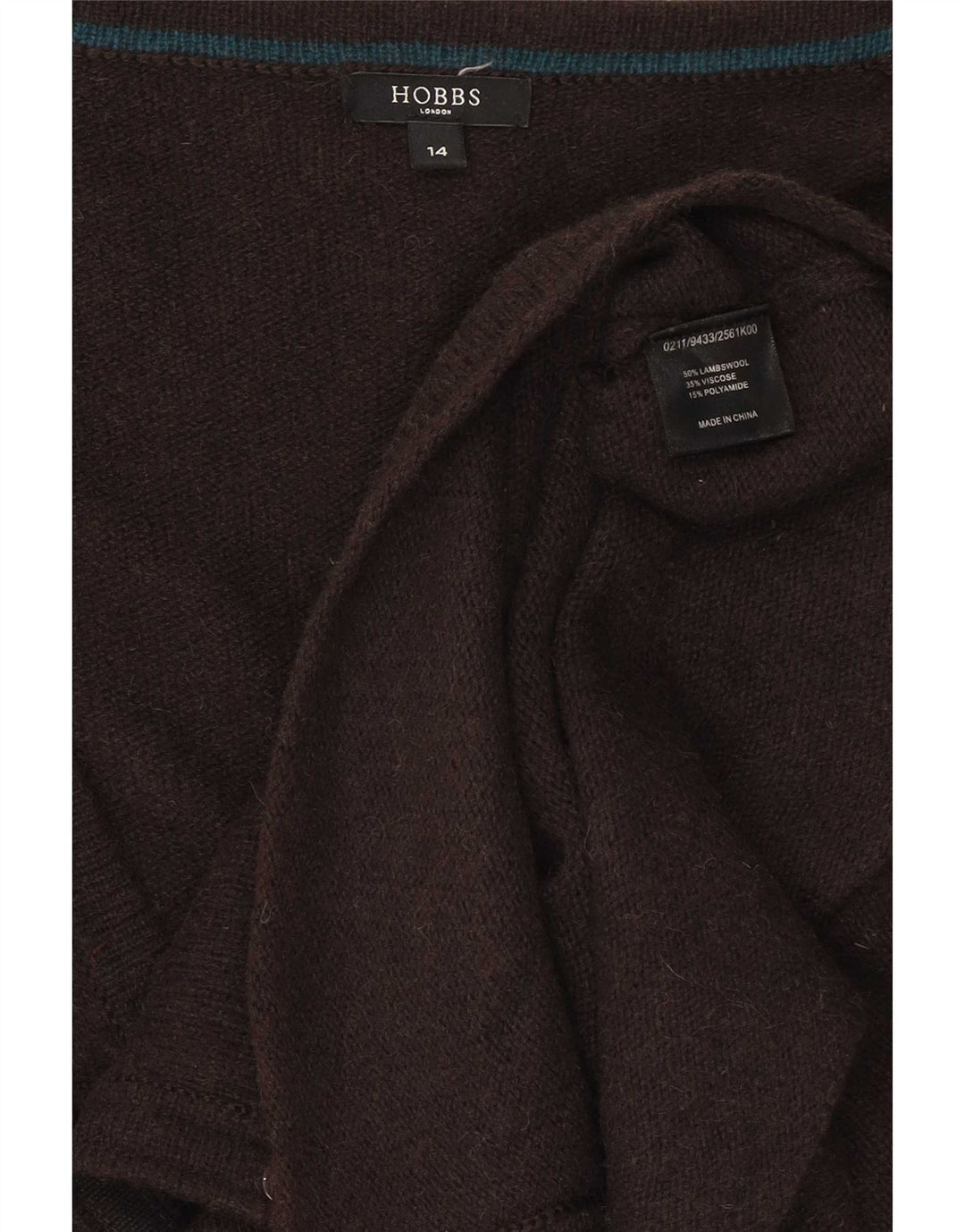 Sweter damski Hobbs, UK 14, średni brąz, wełna owcza