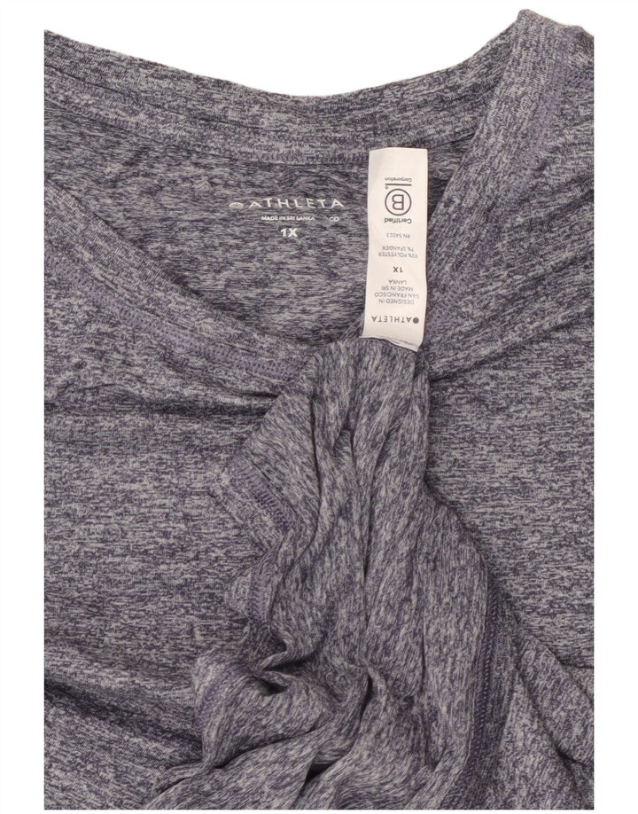 Damski top z krótkim rękawem ATHLETA UK 18 XL, granatowy, nakrapiany poliester
