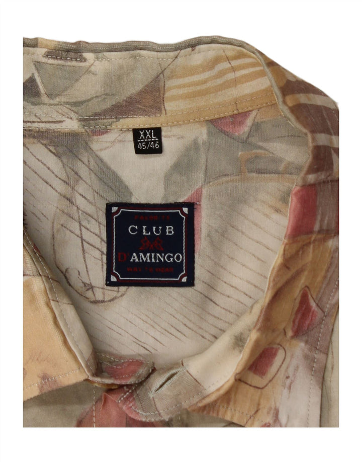 CLUB D'AMINGO Mens Abstract Pattern Shirt Size 45/46 2XL Beige Vintage Club D'Amingo and Second-Hand Club D'Amingo from Messina Hembry 