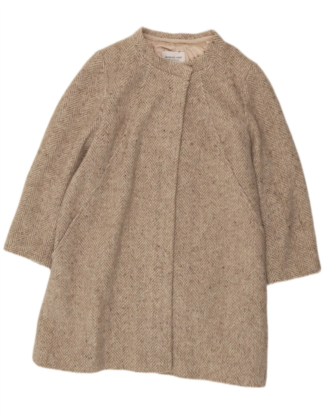 JACQUES VERT Płaszcz damski UK 20 XL Szara wełna w jodełkę