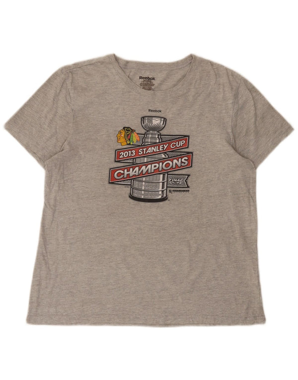 Damska koszulka Reebok Chicago Blackhawks Graphic Top UK 14, duża, szara