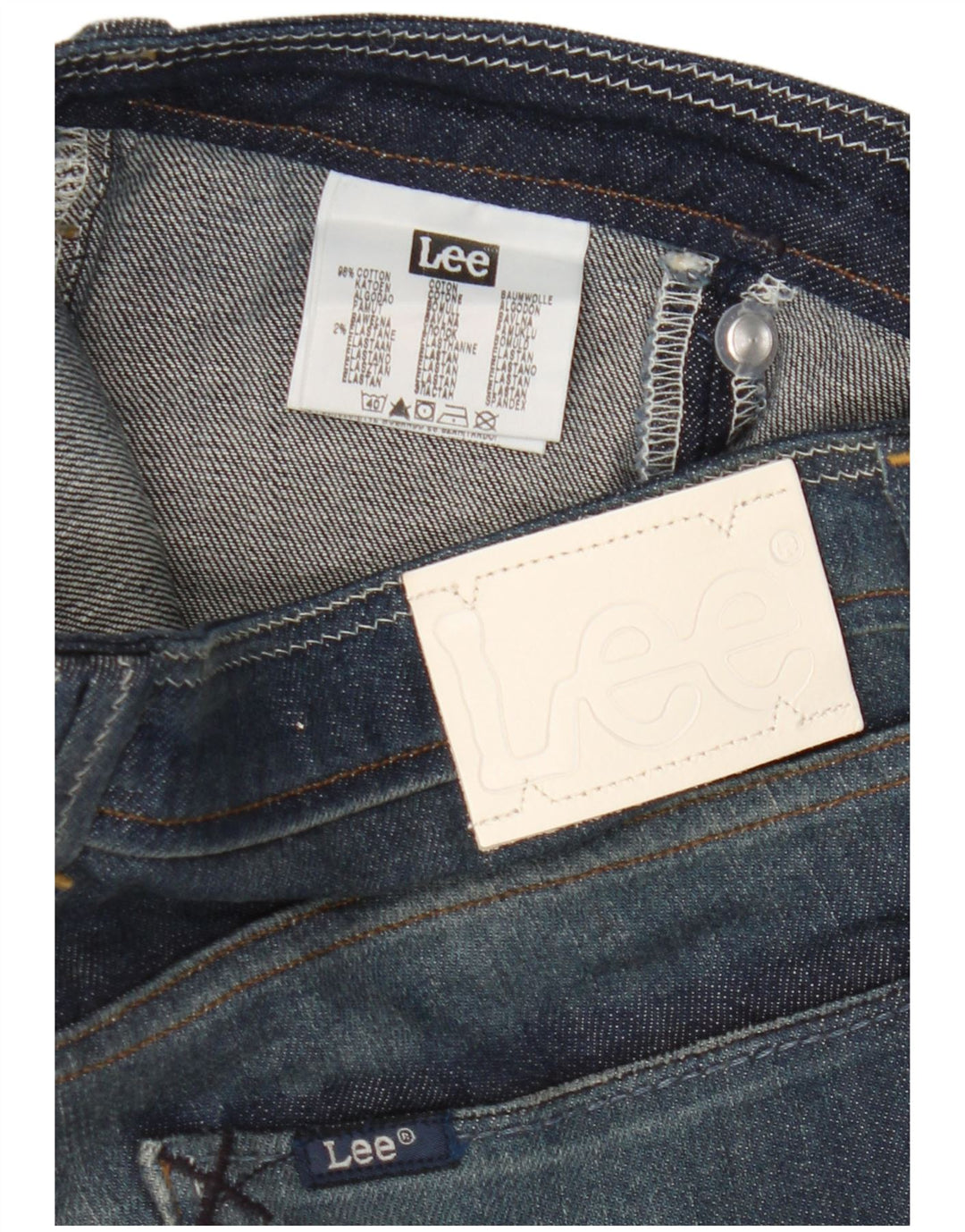 Damskie jeansy Lee Crystal Capri W30 L16 Granatowe, bawełniane