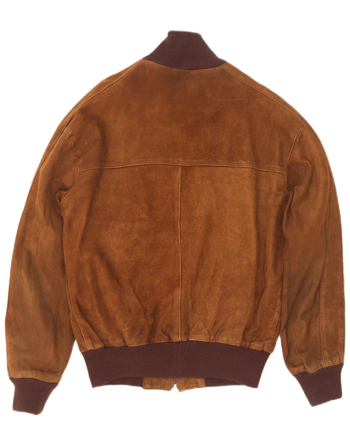 Męska zamszowa kurtka bomber w stylu vintage IT 50, duża brązowa