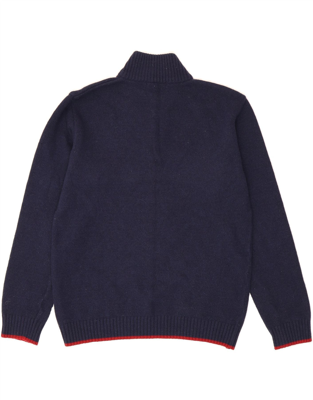 VINTAGE Mens Zip Neck Jumper Sweater Medium Navy Blue Vintage Vintage and Second-Hand Vintage from Messina Hembry 