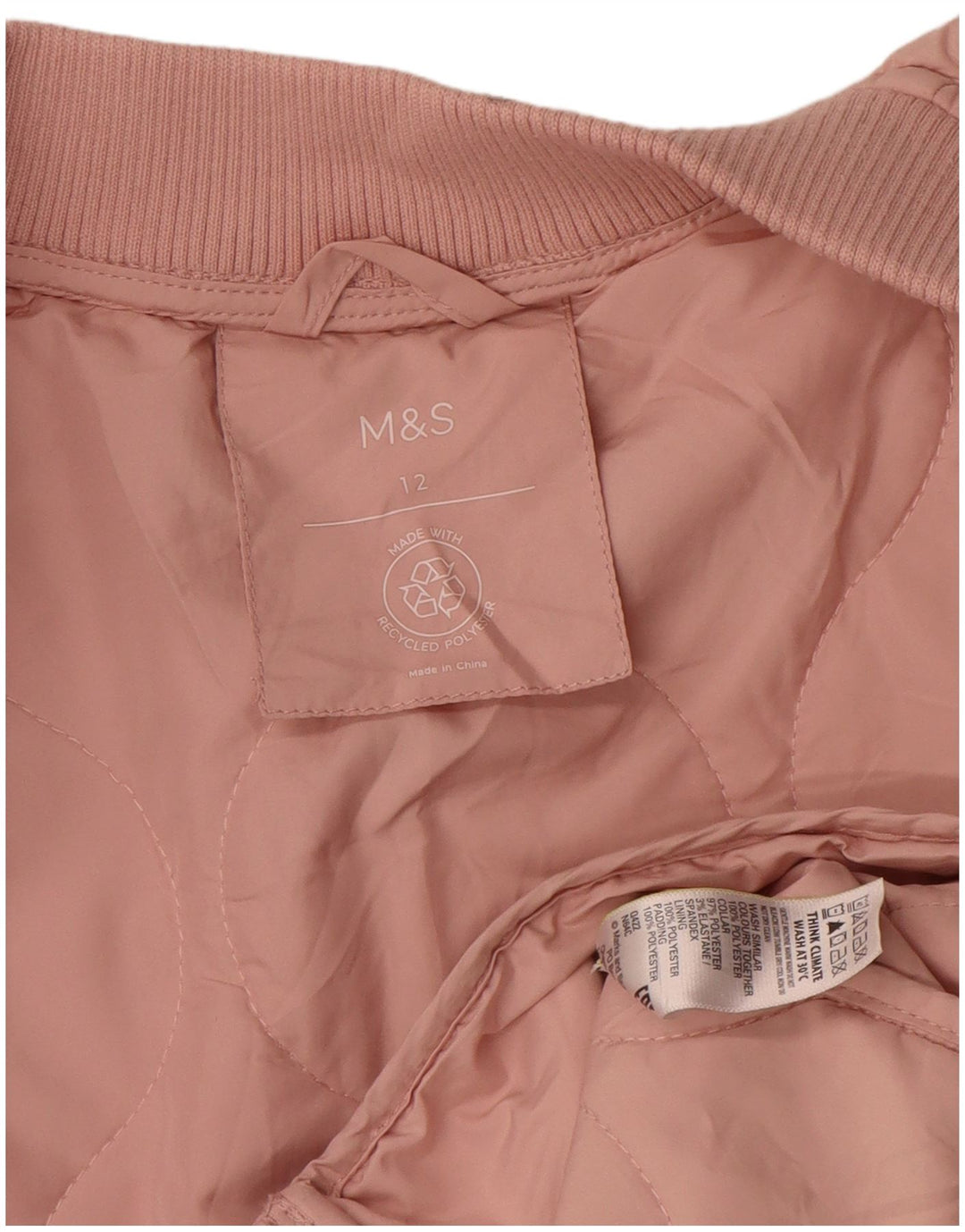Marks & Spencer Damska pikowana kurtka UK 12, średni różowy poliester