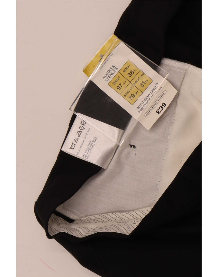 Marks & Spencer Męskie proste spodnie chino W38 L31 Czarny poliester