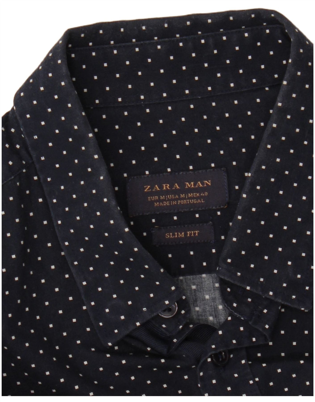 Koszula męska ZARA Slim Fit, średnia, granatowa, geometryczna