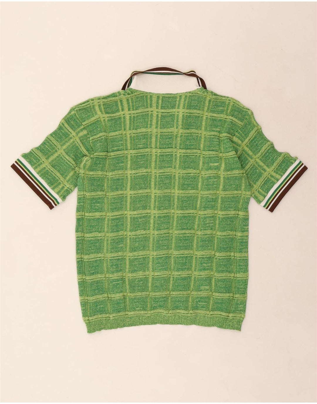 Męski sweter polo S.Moritz z krótkim rękawem, w średnie zielone paski