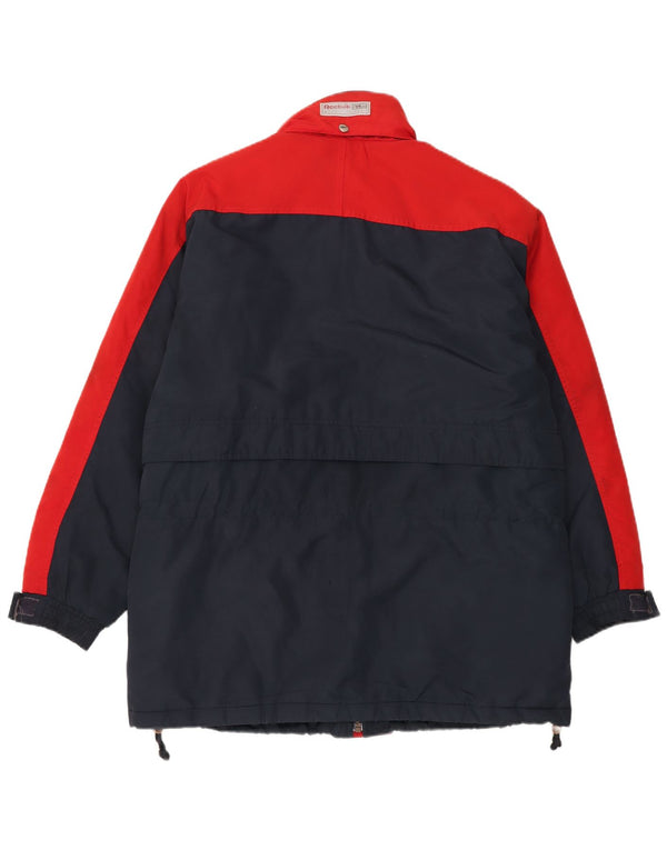 Męski płaszcz wiatrówkowy Reebok z kapturem UK 40, duży niebieski poliester z blokami kolorów