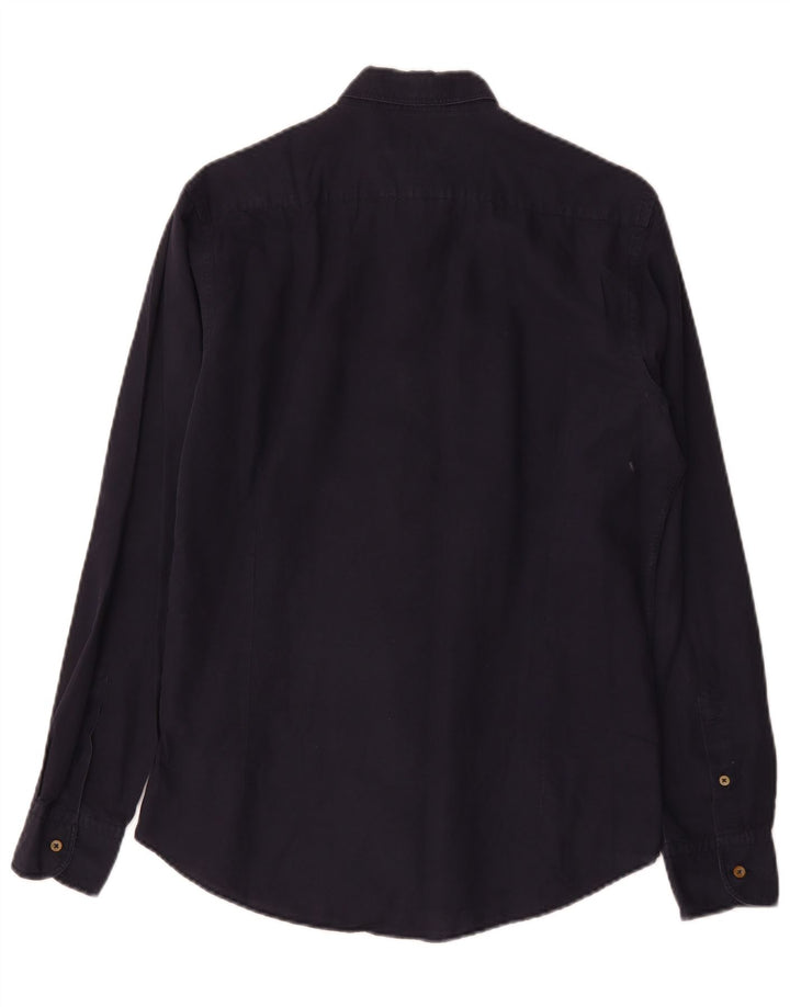 Koszula męska Massimo Dutti, średnia, granatowa, bawełniana