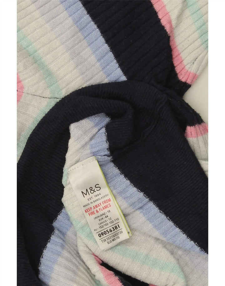 Marks & Spencer T-shirt damski Top UK 16, duże, wielokolorowe paski