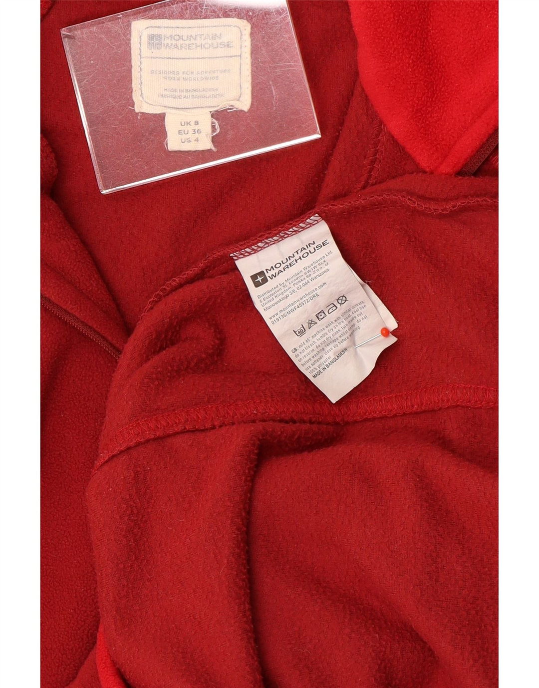 Damski sweter polarowy Mountain Warehouse z zamkiem błyskawicznym, UK 8, mały, czerwony poliester