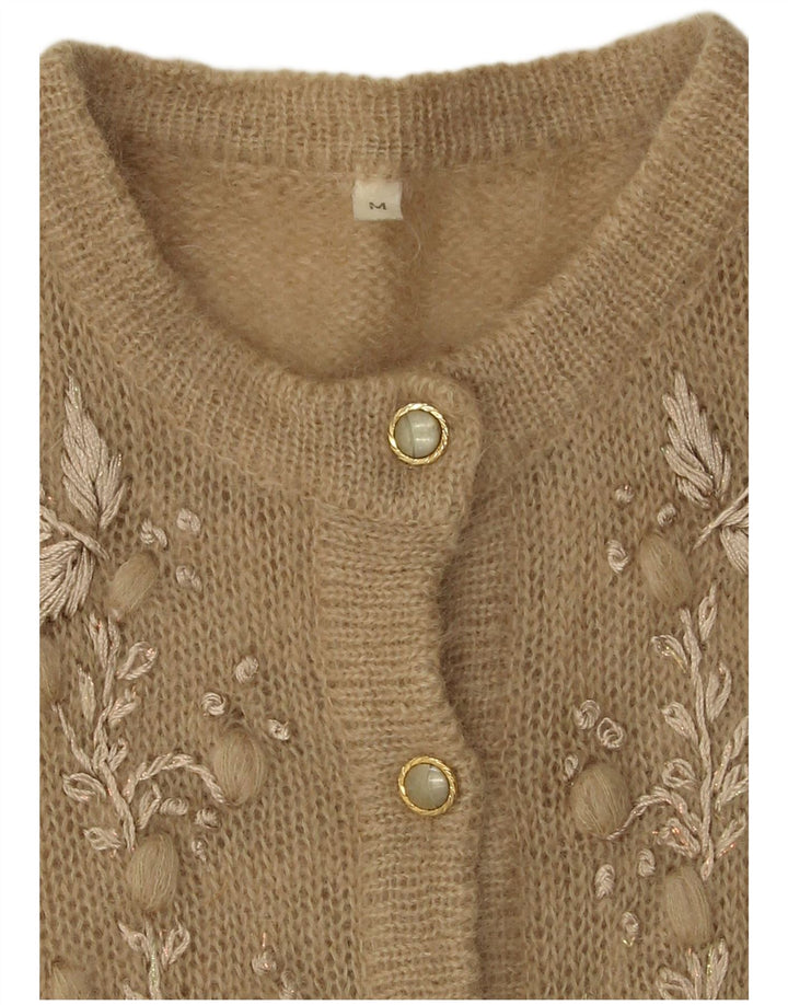 Sweter damski VINTAGE UK 12 w kolorze średniego beżu w kwiaty