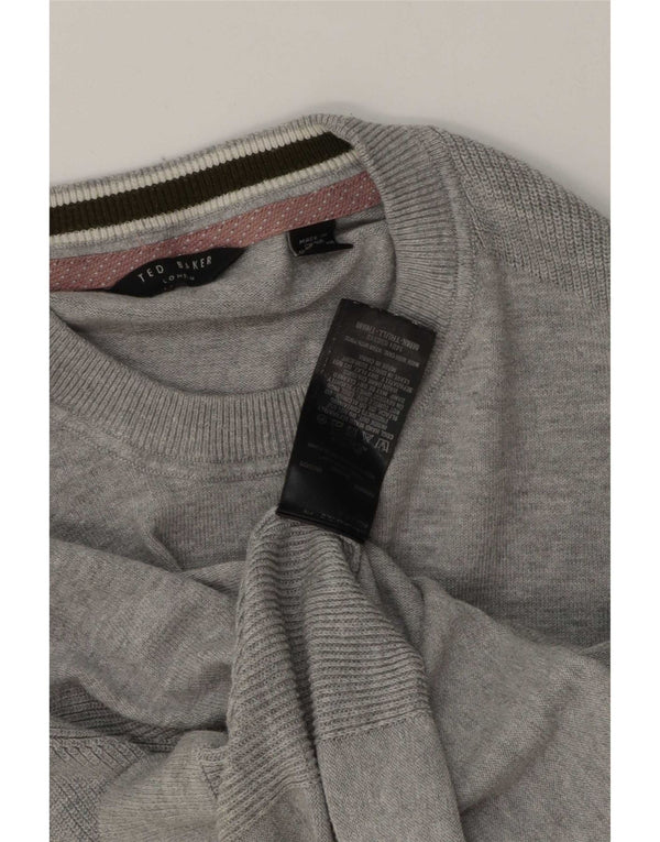 Ted Baker Mens Crew Neck Jumper Sweater Medium Grey Cotton