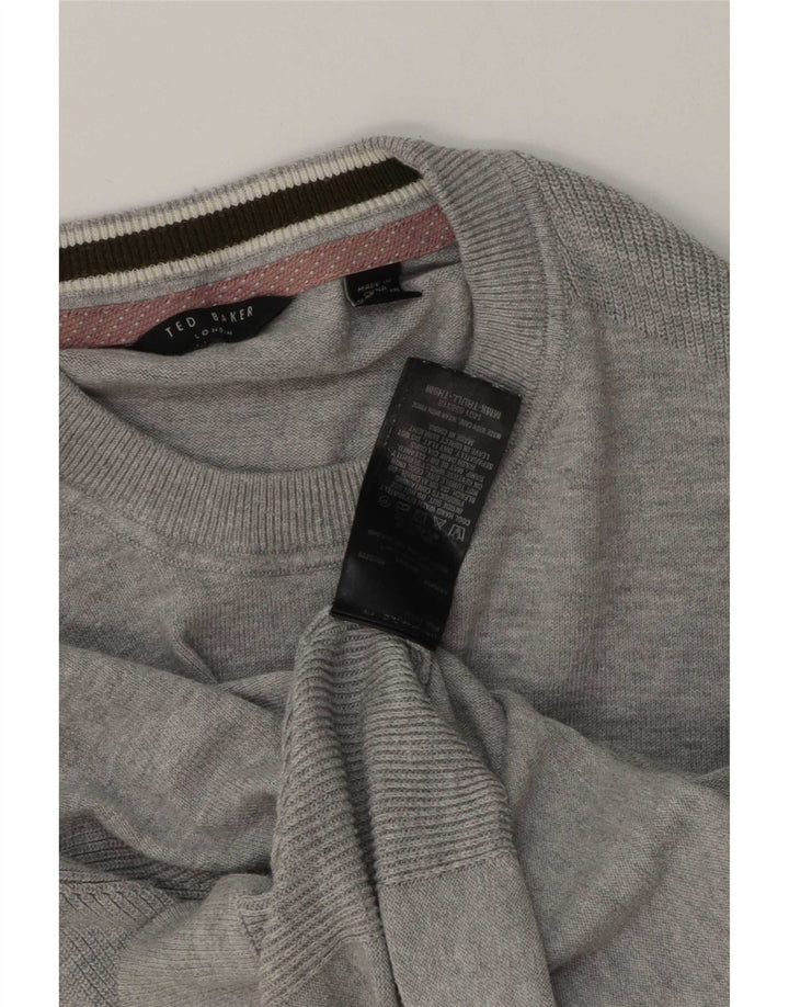 Męski sweter Ted Baker z okrągłym dekoltem, średnioszary, bawełniany