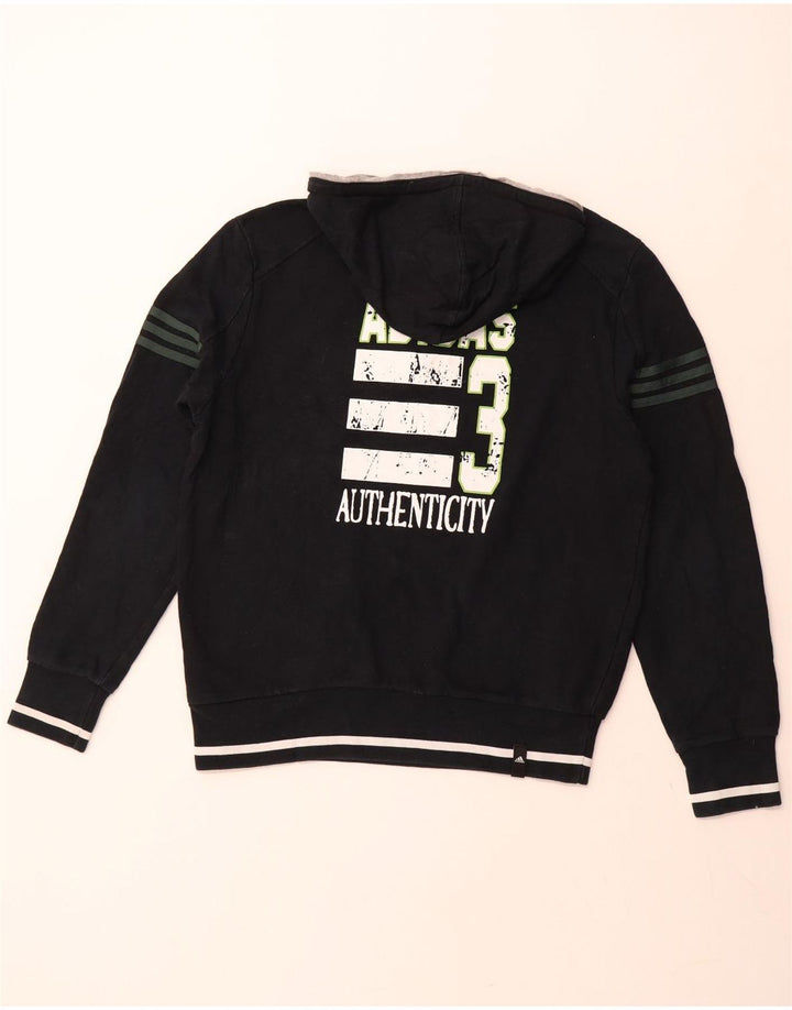 Męski sweter z kapturem ADIDAS z grafiką i zamkiem błyskawicznym UK 40/42 Średni granatowy