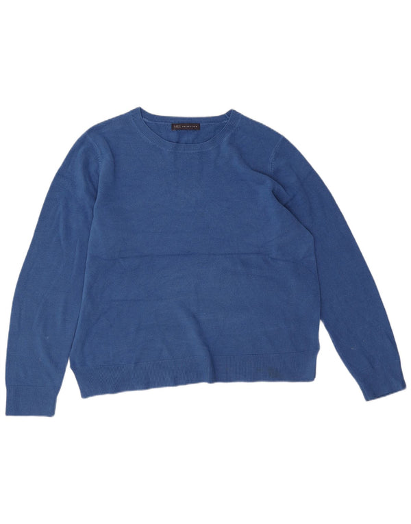 Marks & Spencer Damski sweter z dekoltem w łódkę, UK 18 XL, niebieski akryl