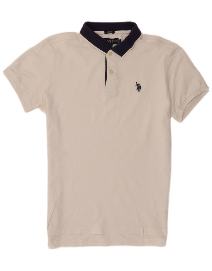 US Polo Assn. Koszula męska, mała, biała, bawełniana w bloki kolorów