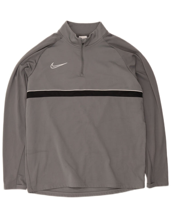 Męski dres Nike Dri Fit z zamkiem błyskawicznym i dużym szarym blokiem kolorów