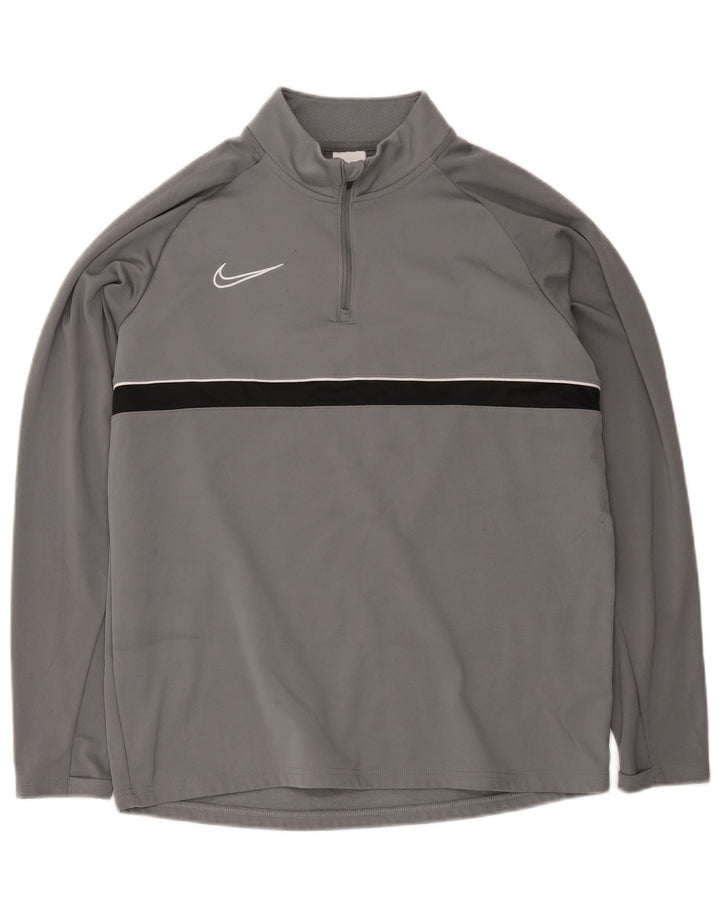 Męski dres Nike Dri Fit z zamkiem błyskawicznym i dużym szarym blokiem kolorów