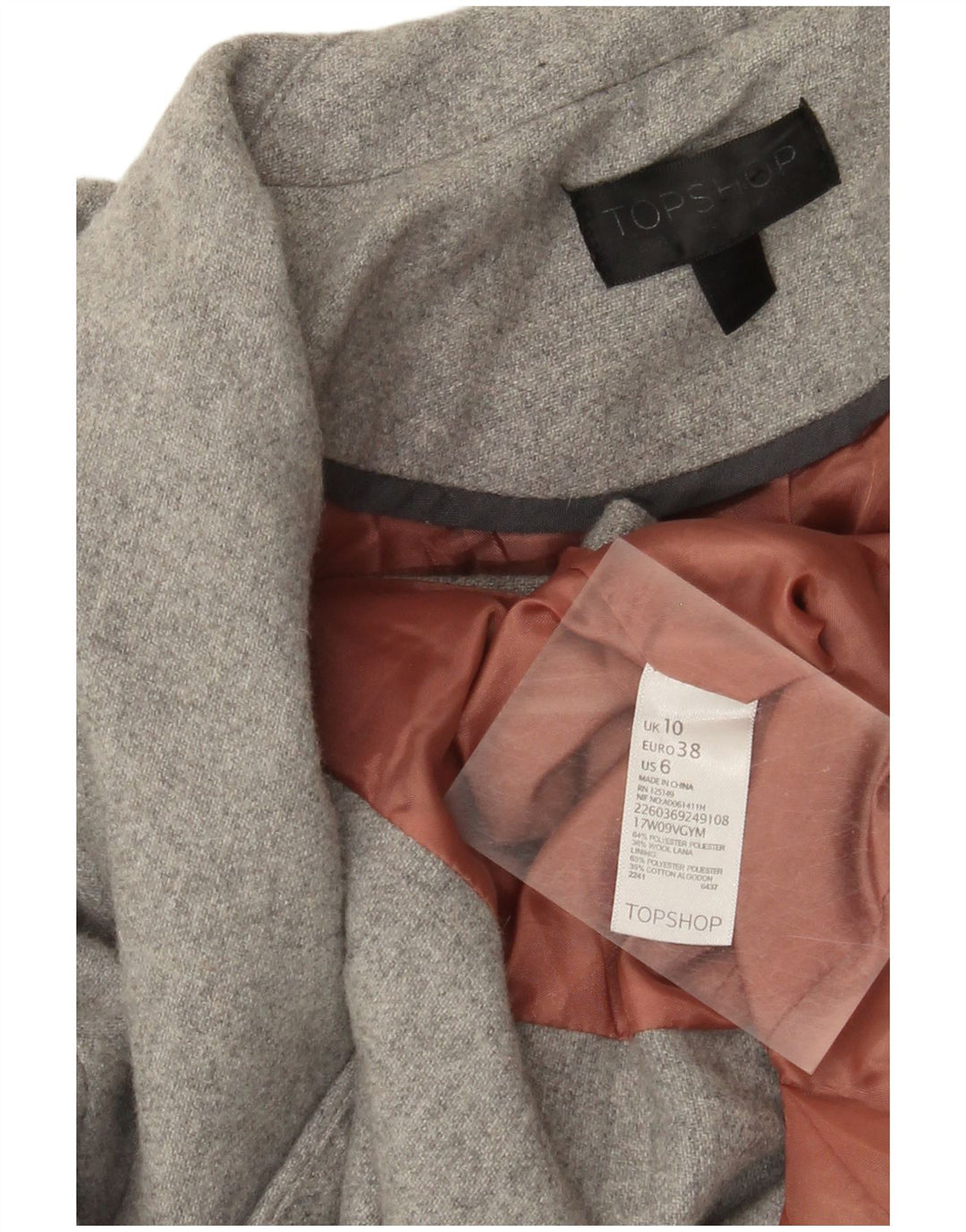 Damska marynarka Topshop UK 10, mała, szary poliester