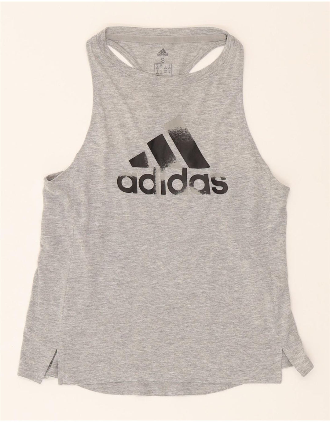 ADIDAS Womens Graphic Vest Top UK 8/10 Small Grey Vintage Adidas and Second-Hand Adidas from Messina Hembry 
