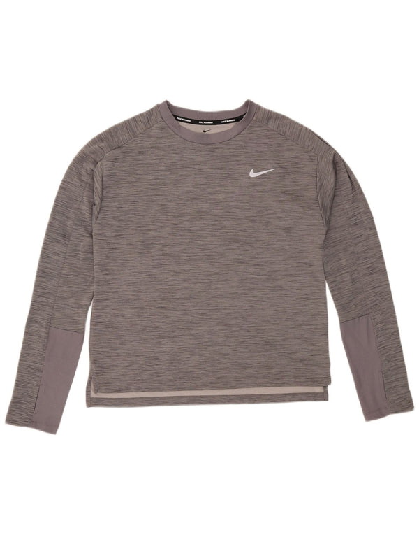 Męska koszulka Nike Dri Fit z długim rękawem, średnio szara, nakrapiana