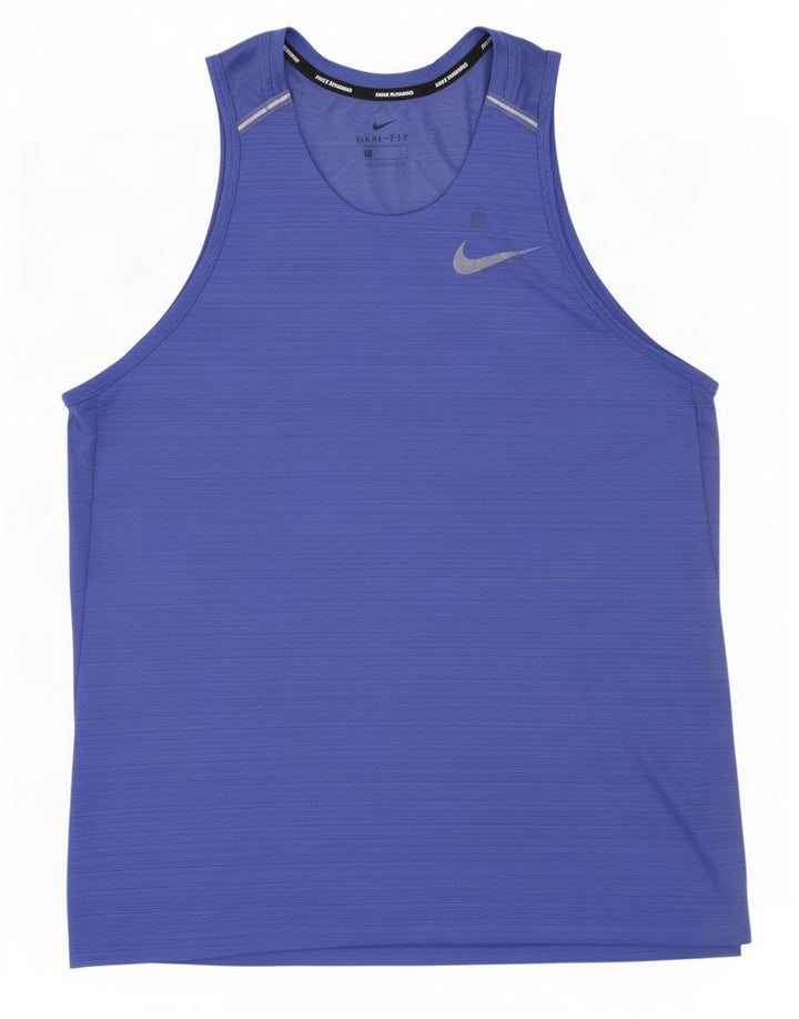 Męska kamizelka Nike Dri Fit, duża, niebieska, poliestrowa w prążki