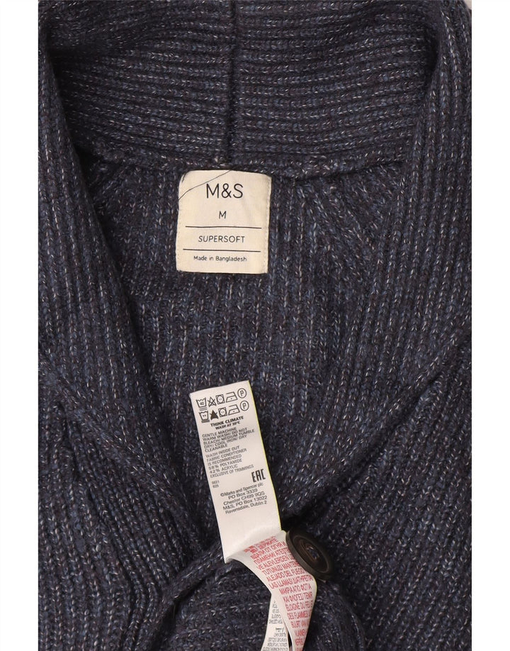 Marks & Spencer Męski sweter rozpinany, średni granatowy, poliamid