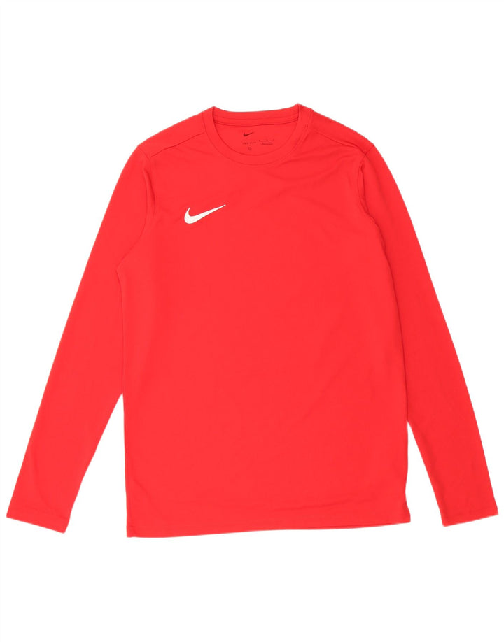 Męska koszulka Nike Dri Fit z długim rękawem, średnio czerwona, poliester