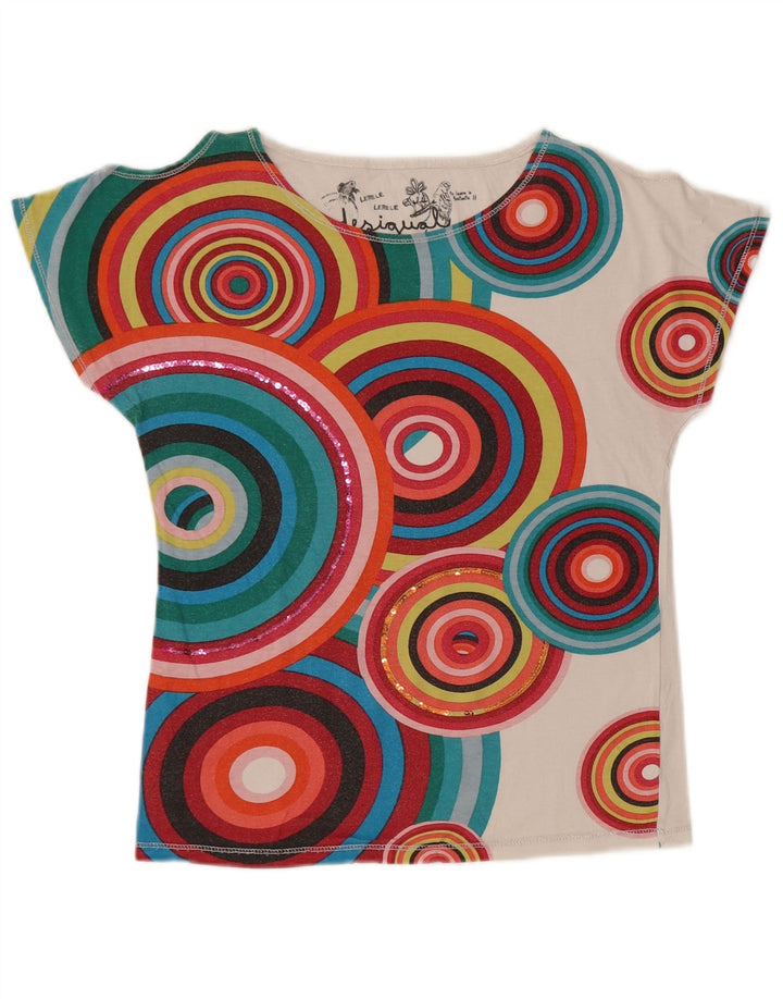 DESIGUAL Dziewczęcy T-shirt Top 11-12 lat, wielokolorowy, geometryczny