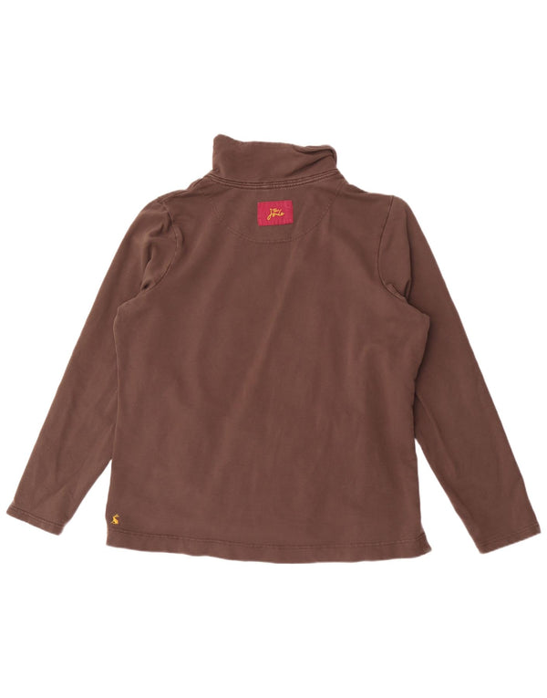 Joules Womens Zip Neck Sweatshirt Jumper UK 16 Large Brown Cotton